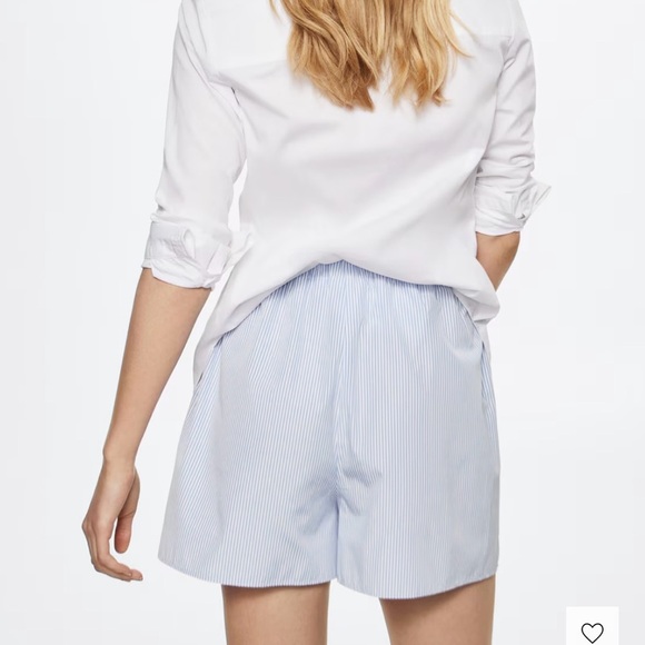 Mango oversized Blue Striped Button-Up Shirt and Shorts Set in cotton blend - Picture 3 of 14